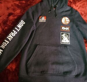 Black Graphic Patch Hoodie~LURKING CLASS~DON'T PRAY FOR ME!•SMALL•UNISEX